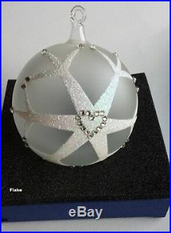 Swarovski, Exclusive Set of 4 Christmas Ball Ornament, Snowy, Milky, Flake, Twine