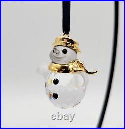 Swarovski Gold Snowman Crystal Christmas Ornament Figurine 665032 in Box COA