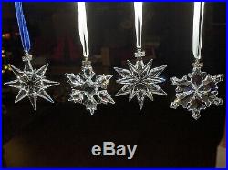 Swarovski Set 2009-2012 Crystal Snowflake Annual Christmas Ornaments-Lot of 4