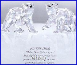 Swarovski Silver Crystal 2011 Polar Bear Cubs Moonlight 1079156 Mint In Box