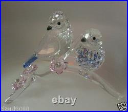 Swarovski Silver Crystal Blue Tits Birds Couple 5004727 Mint In Box