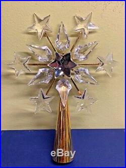 Swarovski Tree Topper Crystal & Gold Christmas Ornament w Stand NOS 632785