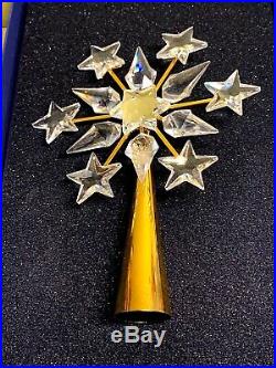Swarovski Tree Topper Crystal & Gold Christmas Ornament w Stand NOS 632785