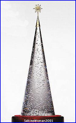 TALL NEW in BOX STEUBEN glass BUBBLE TREE 18K GOLD diamond STAR ornamental Xmas