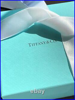 TIFFANY & CO. Blue Crystal Signed Christmas Ornament with Box and Display Stand