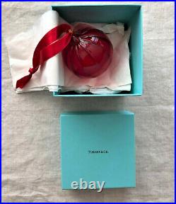 TIFFANY & CO. Red Thame Crystal Glass ball Holiday Christmas Ornament
