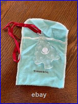 TIFFANY & Co. Crystal Christmas Tree Frosted Ball Ornament Original Pouch&Box
