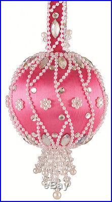The Cracker Box Christmas Ornament Kit Moonlit Pearls Navy Ball with Crystal