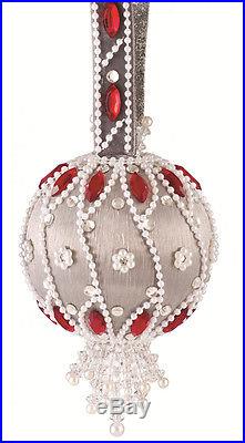 The Cracker Box Christmas Ornament Kit Moonlit Pearls Navy Ball with Crystal