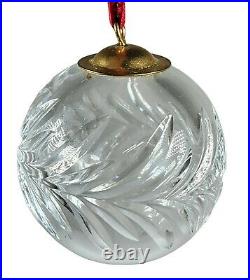 Tiffany Christmas Ornament Crystal Ball Wreath Pattern Gold Tone Top