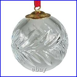 Tiffany Christmas Ornament Crystal Ball Wreath Pattern Gold Tone Top