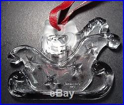 Tiffany & Co 1997 Christmas Holiday Ornament Crystal Sleigh Stars