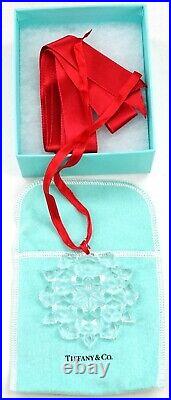 Tiffany & Co 2011 Snowflake Crystal Glass Ornament With Dust Bag & Box