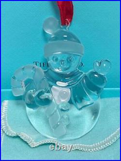 Tiffany & Co. 3 Crystal Snowman with Candy Cane Christmas Ornament #27
