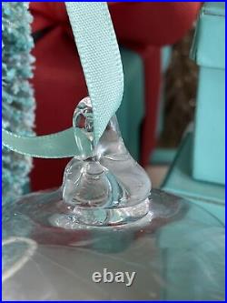 Tiffany&Co Ball Ornament Etched Holly Clear Crystal Glass Christmas W Box