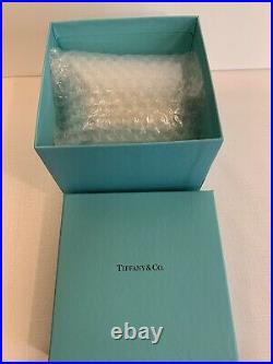 Tiffany & Co Blue Glass Crystal Ribbon Stripe Ball Ornament 2018 RARE New in Box