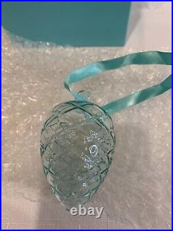 Tiffany & Co Christmas Blue Glass Crystal PINECONE New in Box Holiday 2018 RARE