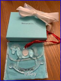 Tiffany & Co. Clear Crystal Rocking Horse Boxed Christmas Ornament