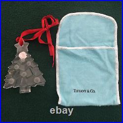 Tiffany & Co. Crystal CHRISTMAS TREE Frosted Ornament in Pouch FREE SHIPPING