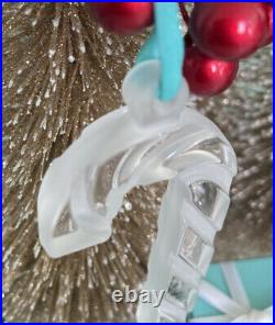 Tiffany&Co Crystal Candy Cane Ornament Frosted Christmas Holiday Decor Pouch Box