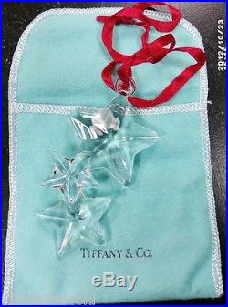 Tiffany & Co Crystal Christmas Ornament 3 STARS Bag Pouch Sticker Germany 2000