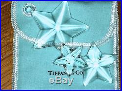 Tiffany & Co. Crystal Christmas Ornament STARS With Pouch 5 Point Stars HTF