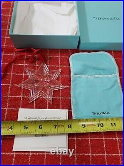 Tiffany & Co Crystal Christmas Ornament Star With Box and Cloth Pouch