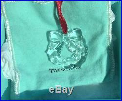 Tiffany & Co. Crystal Christmas Ornament chrystal wreath with bow with Box