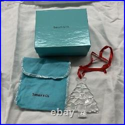 Tiffany & Co Crystal Christmas Tree Ornament withBox, Pouch, Ribbon #HX