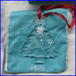 Tiffany & Co Crystal Christmas Tree Ornament withBox, Pouch, Ribbon #HX