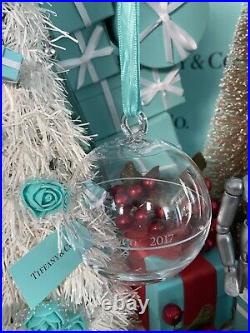 Tiffany&Co Crystal Glass Ball Ornament Christmas Holiday Tree 2017 W Box