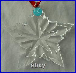 Tiffany Co Crystal Lrg Star Snowflake Christmas Ornament Box Ribbon Scarce