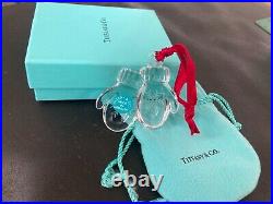 Tiffany & Co Crystal MITTENS Christmas Ornament withSticker, bag &box/Discontinued