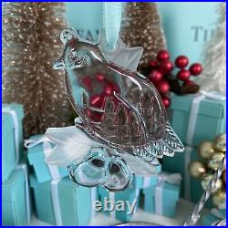 Tiffany&Co Crystal Ornament Partridge In A Pear Tree 1998 Christmas W Pouch Box