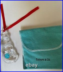 Tiffany & Co Crystal Ornaments Snowman and Wreath with Tiffany Pouches