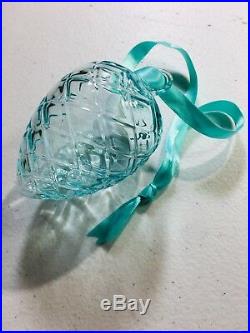 Tiffany & Co Crystal Pinecone Ornament 2018 Christmas Holiday Gift Blue Tint + R