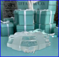 Tiffany&Co Crystal Present Frosted Bow Ornament Christmas Holiday W Box 1993