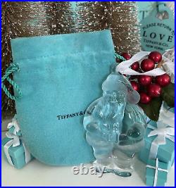 Tiffany&Co Crystal Santa Claus Ornament Christmas Tree Holiday Decor W Pouch
