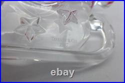 Tiffany & Co Crystal Sleigh Ornament Frosted Bow Candy Cane Christmas 1997 withBox