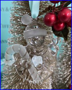 Tiffany&Co Crystal Snowman Ornament Candy Cane Christmas Holiday With Box