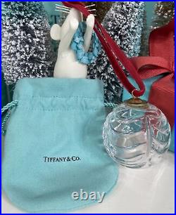 Tiffany&Co Cut Crystal Glass Ball Ornament Drape Christmas Tree Pouch Vtg