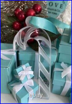Tiffany & Co. Frosted Crystal Candy Cane Christmas Ornament NEW