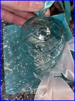 Tiffany & Co Pinecone Ornament Blue Crystal Glass Christmas Holiday 2018 BNIB