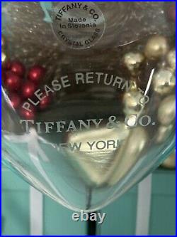 Tiffany&Co RTT Puffy Heart Ornament Blue Crystal Glass Christmas Tree Holiday