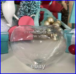 Tiffany&Co RTT Puffy Heart Ornament Clear Crystal Etched Glass Christmas Holiday