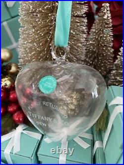 Tiffany&Co RTT Puffy Heart Ornament Clear Crystal Glass Christmas Tree Holiday