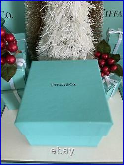 Tiffany&Co RTT Puffy Heart Ornament Crystal Blue Glass Christmas 2018 W Box