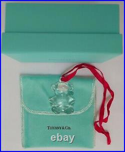Tiffany & Co. Rare Crystal Teddy Bear Christmas Tree Ornament with Box & Pouch