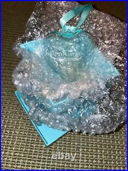 Tiffany & Co Return To Puffy Heart Ornament Blue Crystal Glass Christmas Holiday