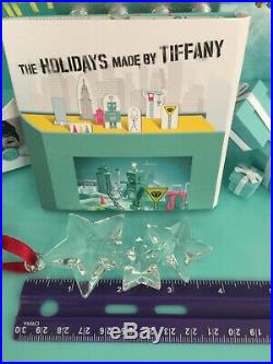 Tiffany Co Star Ornament Crystal Three Star Christmas Holiday 2000 Pouch Box